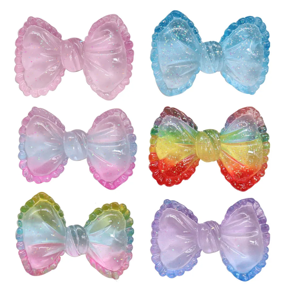 New Arrival 1pcs Resin Shoe Charms Kawaii Colorful Bow Buckle Clog Fit Wristbands Garden Shoes Button Decorations Xmas Gift