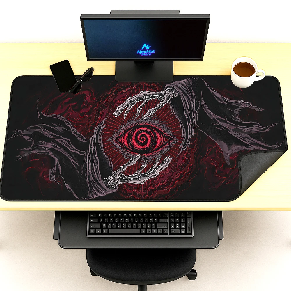 Gothic Mouse Pad Pc Gamer Desk Mat 180x60 Skeleton Eye Hands Red Gaming Mousepad Dark Nonslip Decor Full Desk Mousepads Pc