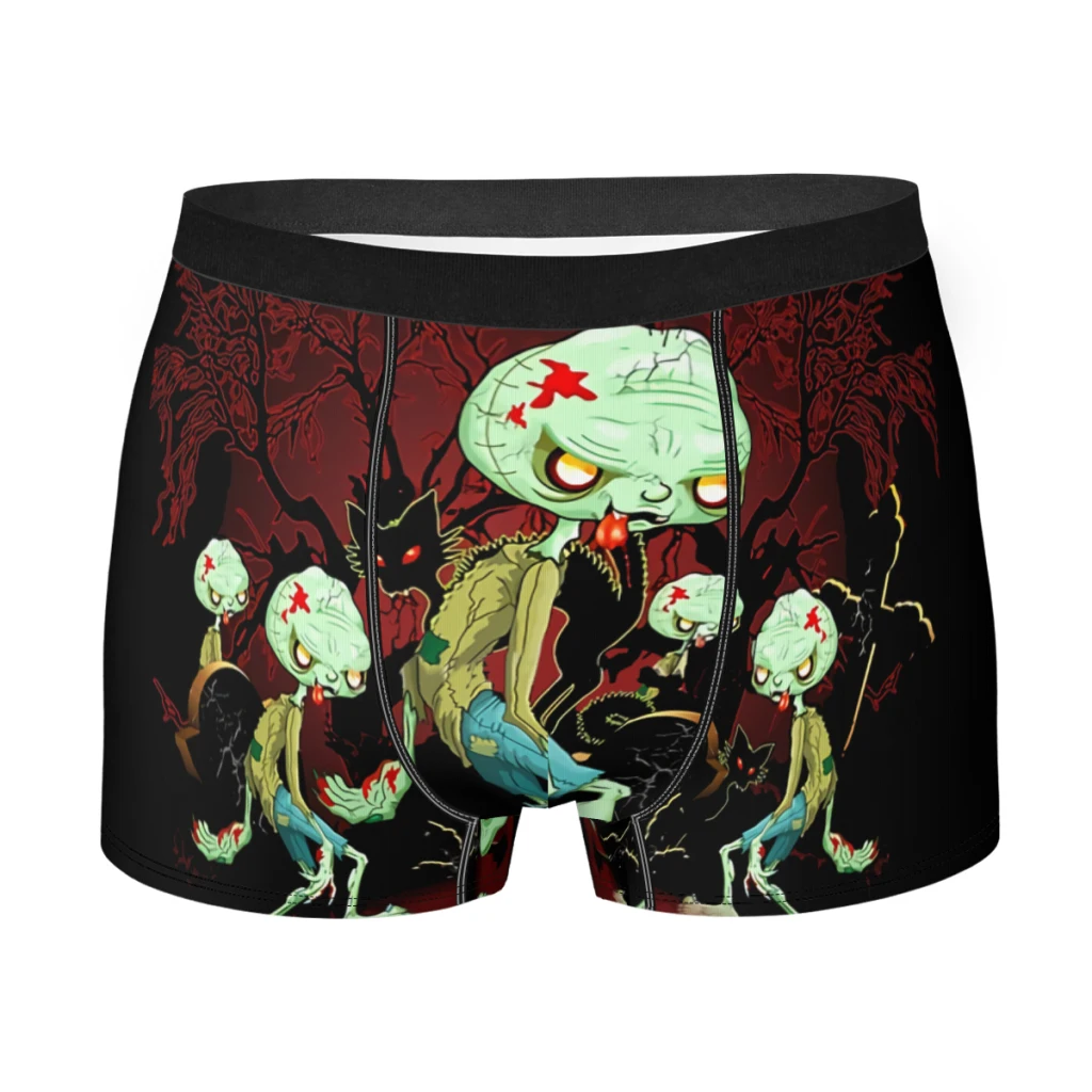 Zombie Creepy Monster Cartoon Walking on Cemetery  Underpants Breathbale Panties Men's Underwear Sexy Shorts Boxer Briefs