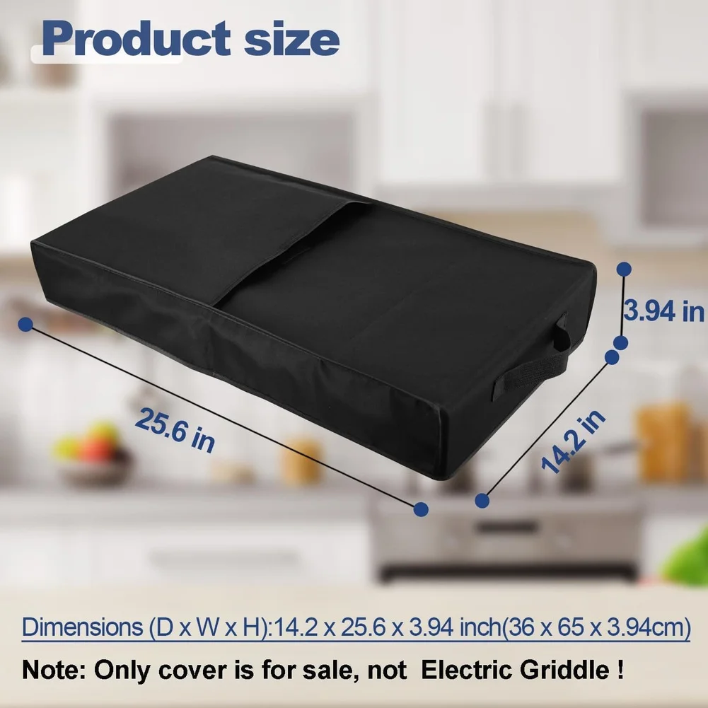 Waterproof Dustproof Nylon Griddle Cover for Bella 12x22 Inch Electric Models Foldable Black 25.6x14.2x3.94 Inch
