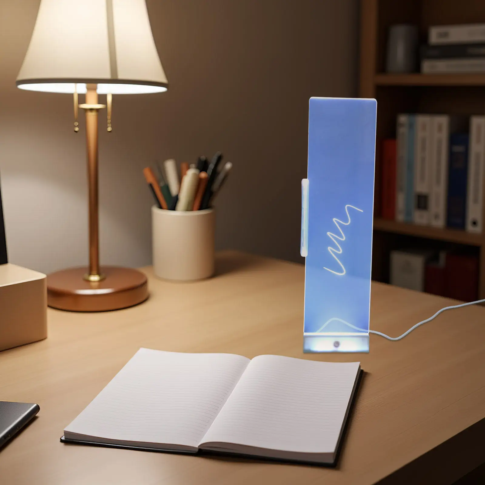 1Set Monitor Memo Holder for Computer Screen Side Panel Transparent LCD Writing Board with LED Glow Night Visibility Reusable