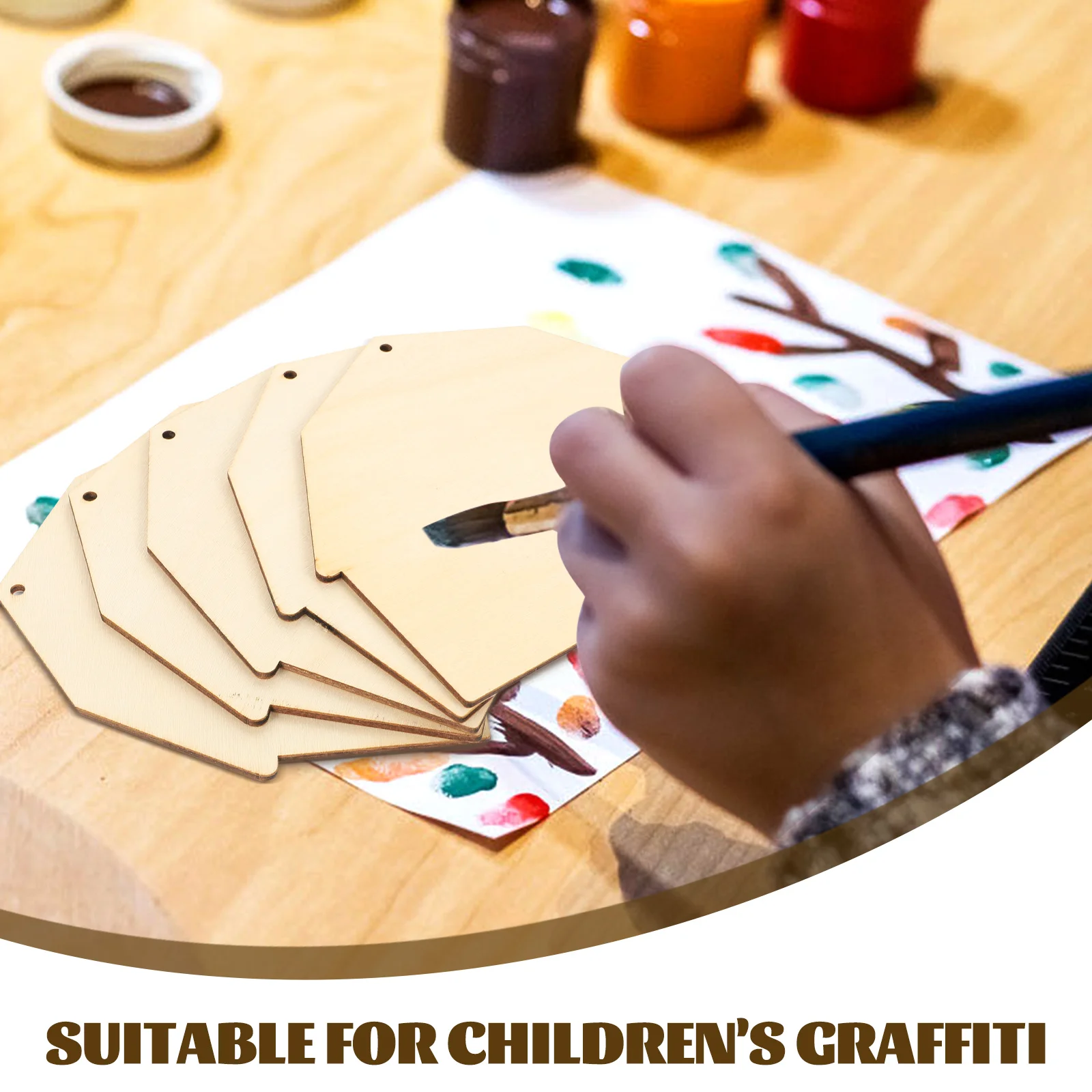 

45 Pcs Diy Wooden Cutout Chips Unfinished Slices Wood Pieces DIY Cutout Farm Animals Kids Crafts Sewing Supplies