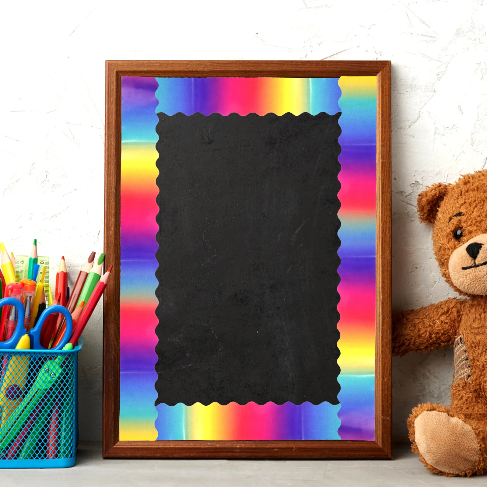 

1 Roll Gradient Rainbow Stickers For Blackboard Decals Bulletin Board Decorations Diy Border Trim Removable Wear-Resistant