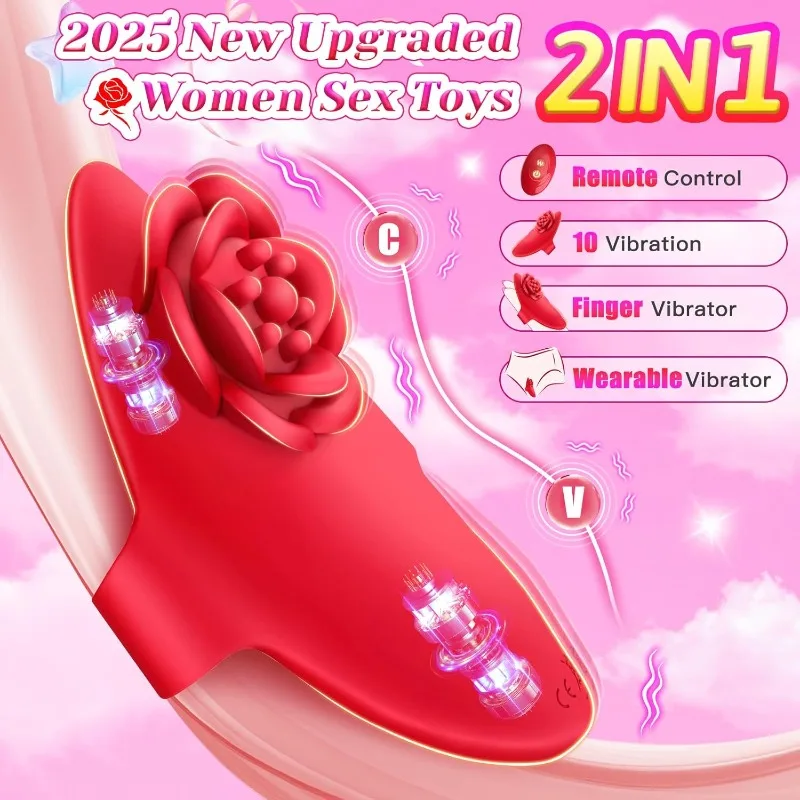 هزاز إصبع الورد مع جهاز تحكم عن بعد G-Spot البظر تحفيز لعبة اللعوب يمكن ارتداؤها للمرأة زوجين لعبة الجنس سر