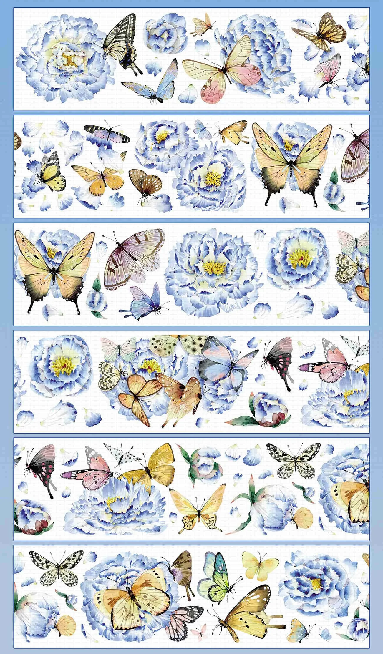 

1 Loop Blue Flower Butterfly Dream Shiny Pet Tape