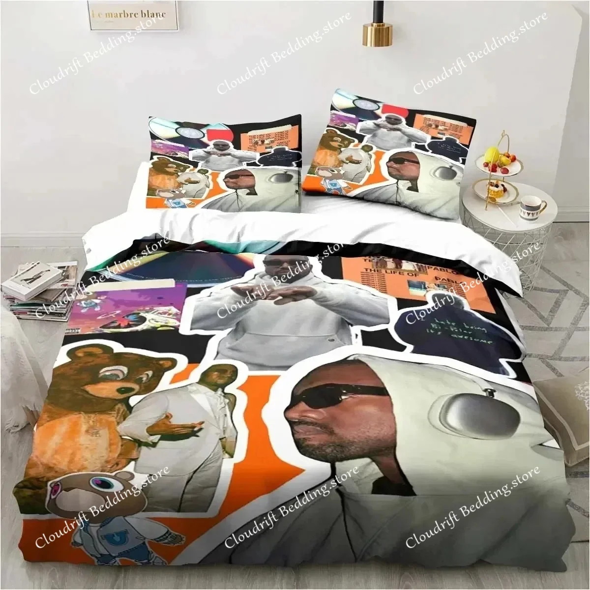 

3D Rapper Kanye West Bedding Set Duvet Cover Bed Set Quilt Cover Pillowcase Comforter King Queen Size Boys Adult Bedding Set