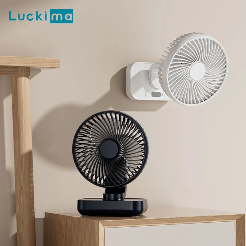 Portable Table Fan Type-c Rechargeable 4 Speeds Desk USB Cooling Fan Wireless Oscillating Wall Hanging Fan 90° Degrees Adjust