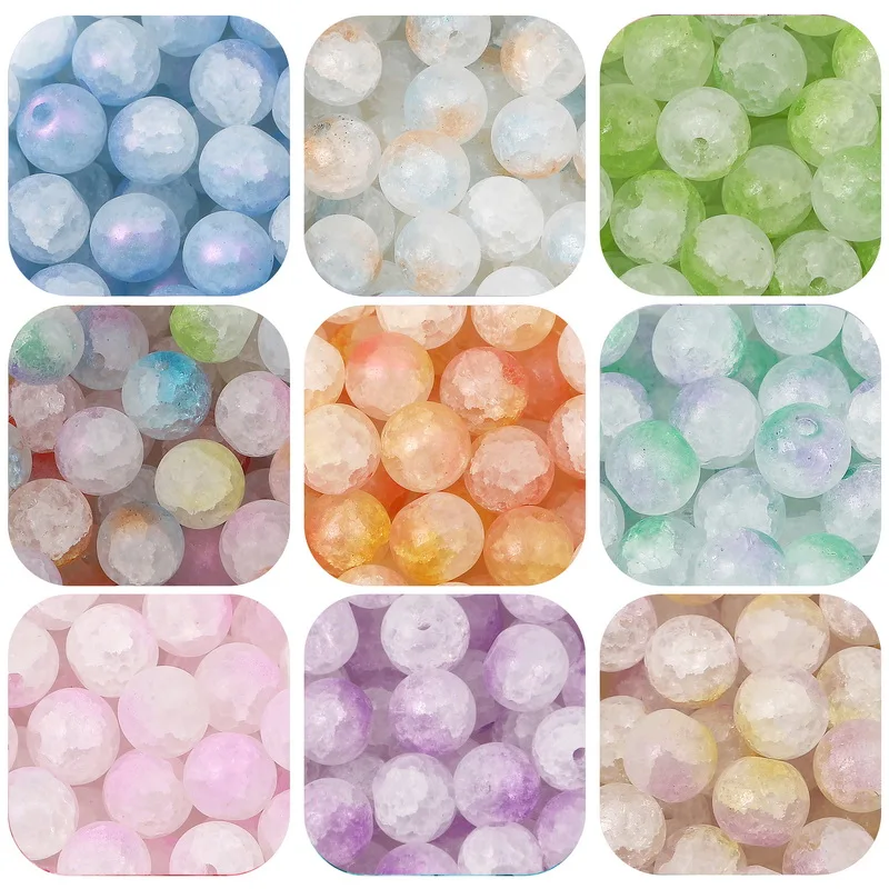 

Glass Crackle Beads Loose Spacer Beads For Jewelry Making Fashion DIY Handmade Earrings Bracelets Necklace Accessories