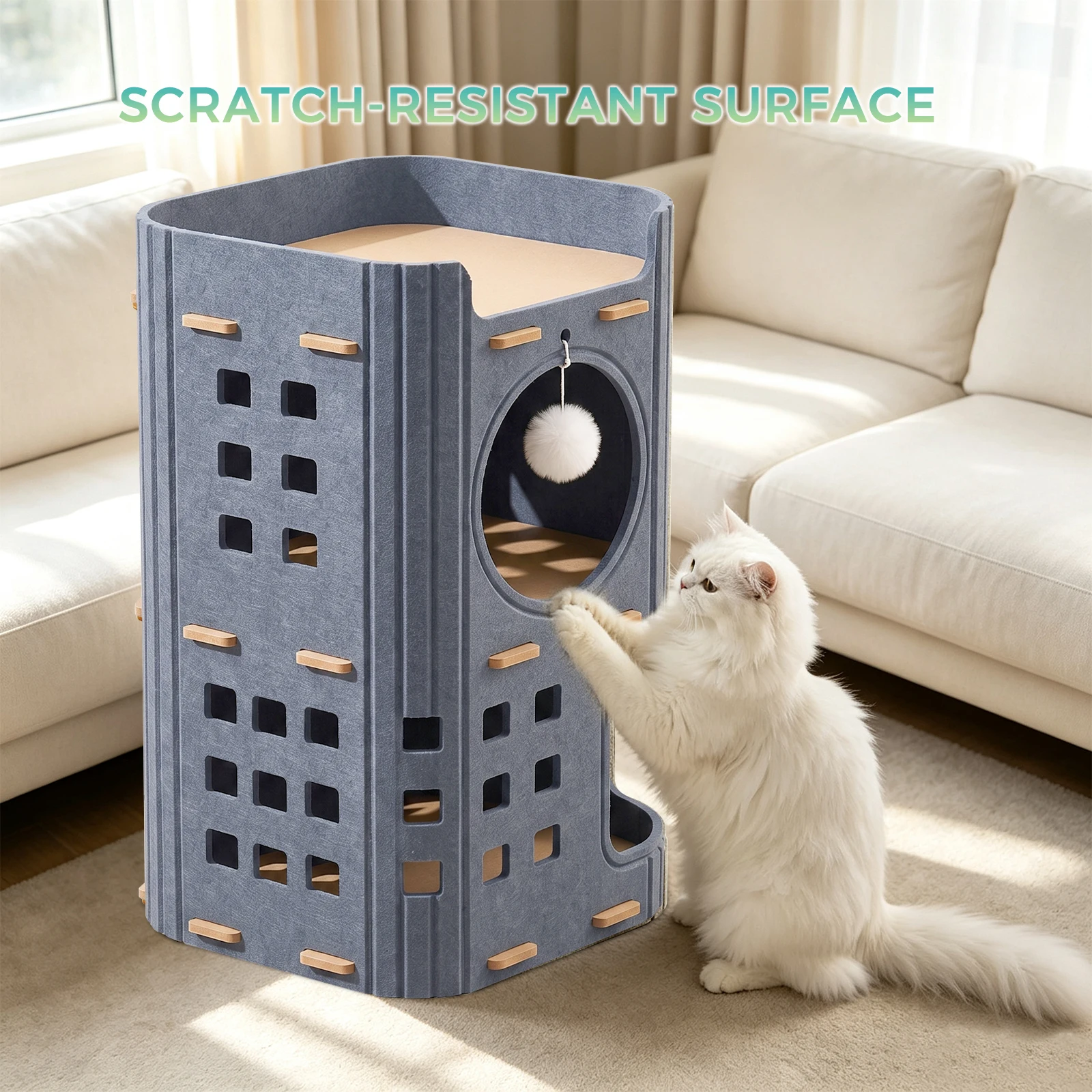 Board Game For 2 People - 2-stöckiger, abnehmbarer Katzenkratzbaum aus Filz, ganzjährig