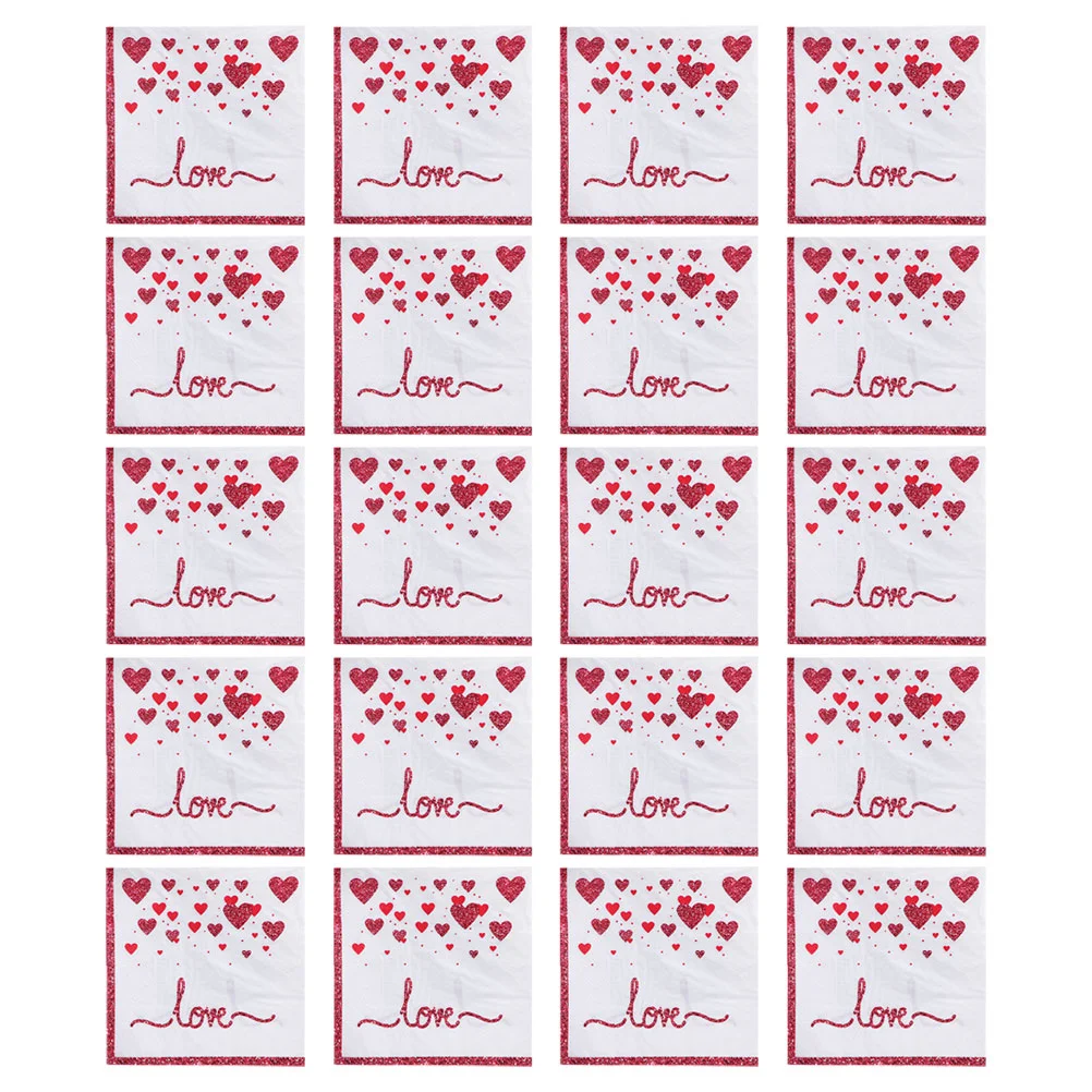 

20 Pcs Disposable Valentine's Day Napkin Paper Napkins Wedding Dinner Table Decor