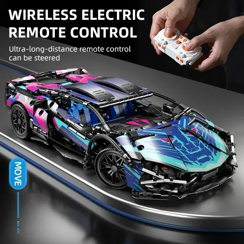 Technical Building Blocks Cyberpunk 1314PCS 1:10 Racing Car Static Model Or Remote Control Electric RC Car DIY Party Toy For Boy