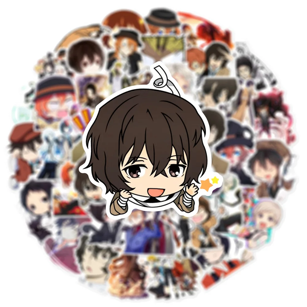 10/30/50pcs Cool Bungou Stray Dogs Anime Stickers Dazai Chuuya Decals Laptop Motorcycle Phone Car Waterproof Sticker for Kid Toy