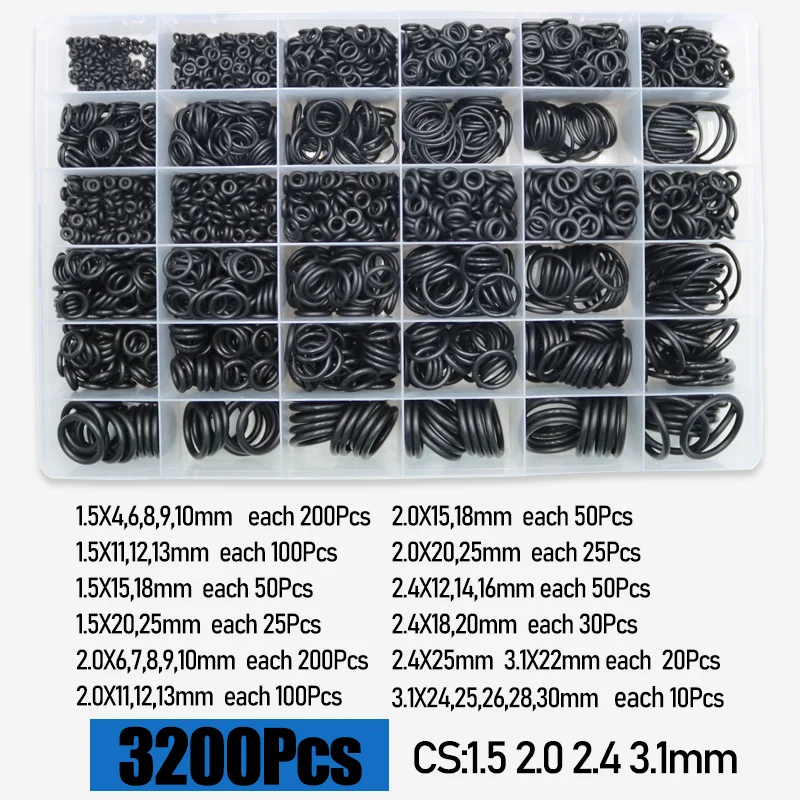 CS 1/1,5/2,0/2,4/3,1/4,0 mm Gummi-O-Ring-Dichtungsscheibe NBR O-Ring ölbeständig hohe Temperatur für die Reparatur von Auto-Sanitär-Wasserhahn – Detail 6