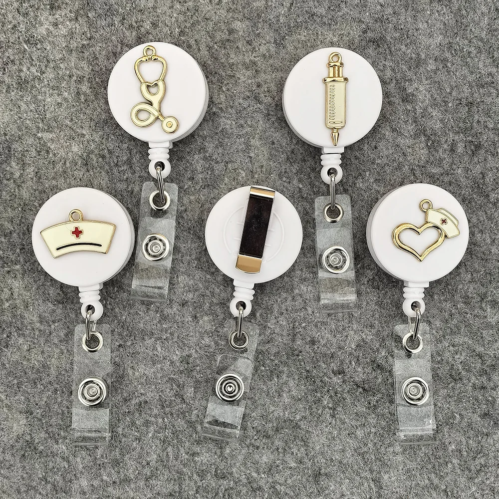 Metal Medical Supplies Model Style Badge Reel Nurse Workers Enfermera ID Holder Girl Boy Retractable Name Card Holder Accessory