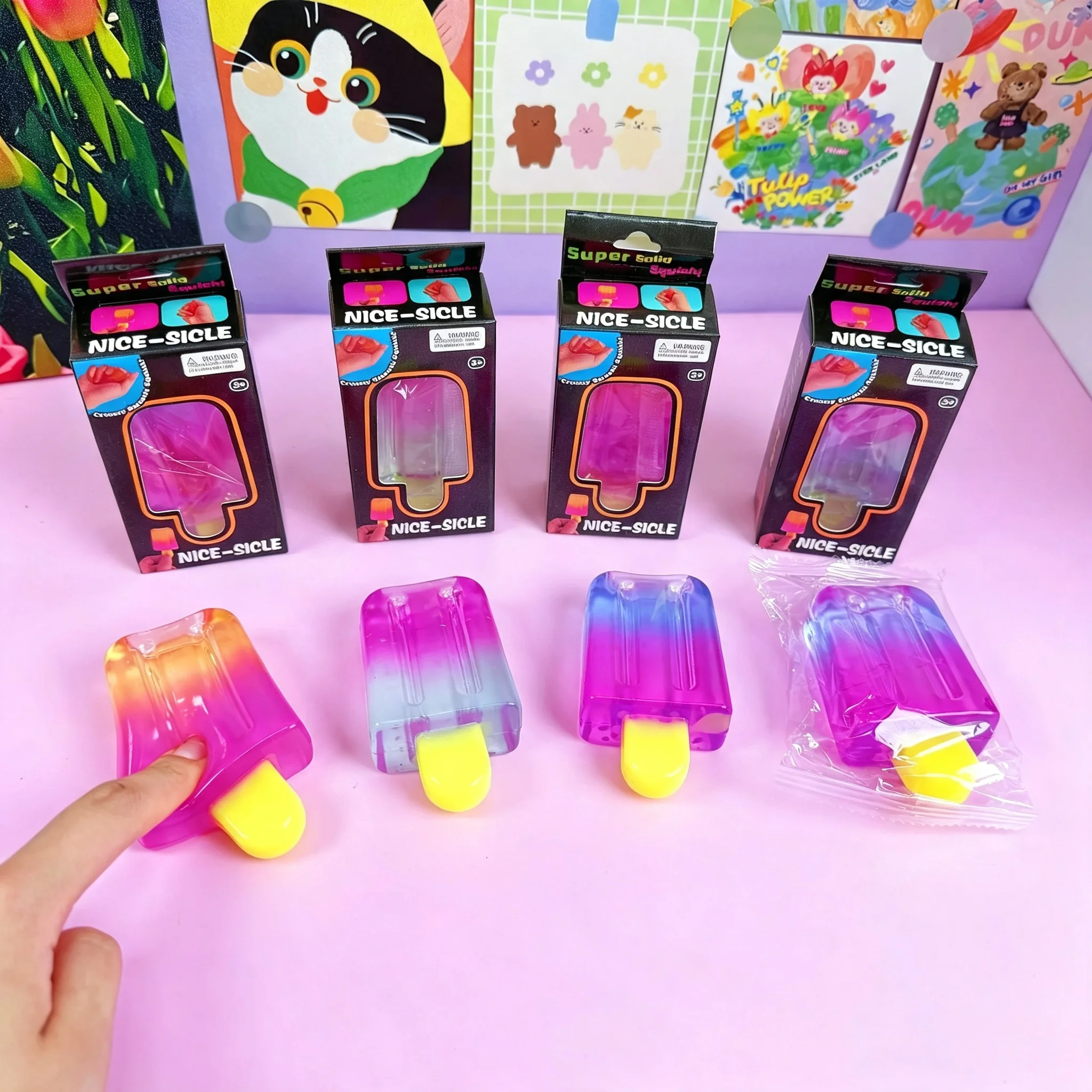Hot Ice Cream Bar Squishy Toy Soft Tpr Fruit Popsicle Squeeze Toy Adult Stress Relief Sensory For Office Home Daily Relax Toys