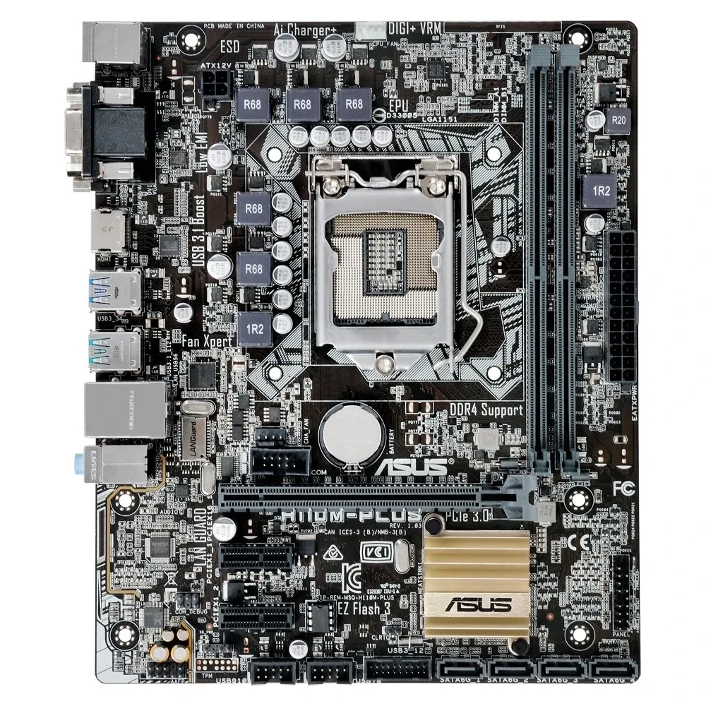 H110 Motherboard ASUS H110M-PLUS for Core i3 6100 7100 6300 7300 i5 6400 6500 7400 7500 LGA 1151 Motherboard for i7 6700 7700