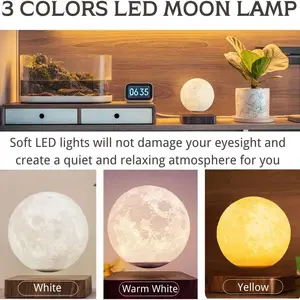 Đèn mặt trăng bay lên đèn mặt trăng nổi Luna Night Light, 3 chế độ màu, cho trang trí bàn làm việc tại nhà 8 Bán hàng chính Luminaria Levites - №8