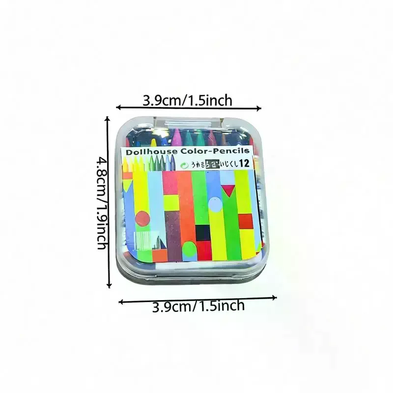 Mini Crayons Box 12 Colors Crayon Dollhouse Miniature Creative Scene Model Dollhouse Accessories Home Decor Figurines Toys