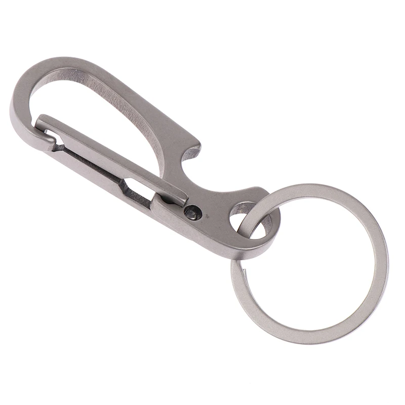 1Pc Titanium Alloy Carabiner Multi-function Keychain OutdoorWaist Hanging Chain Ring Buckle Beer Bottle Opener EDC Tool