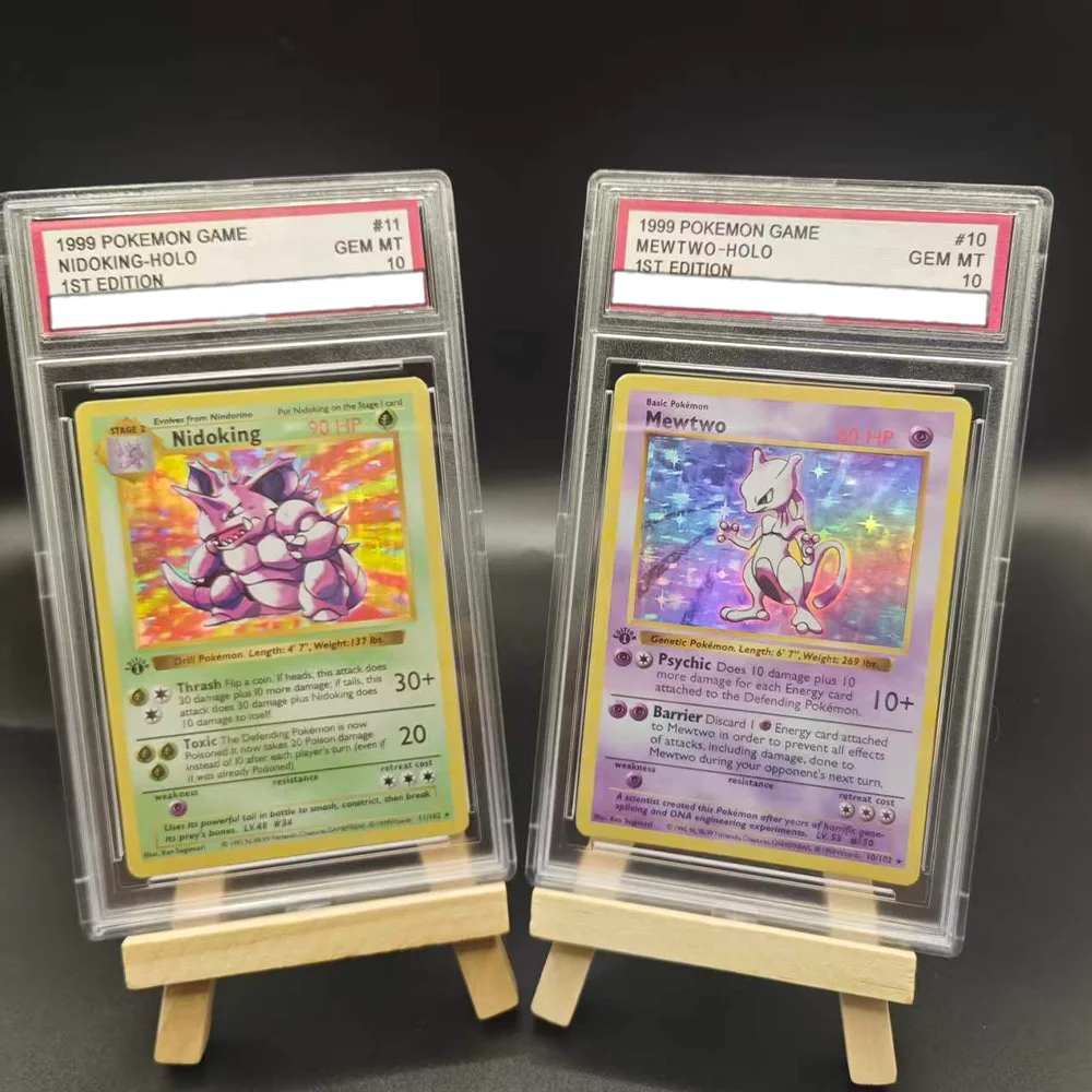 Tarjeta Coleccionable de Juego PTCG DIY 1999, Versión en Inglés, 1ST VENUSAUR-HOLO Mewtwo-Holo, Tarjeta de Valoración de 10 Puntos, Tarjeta de Juego de Anime, Juguete de Regalo