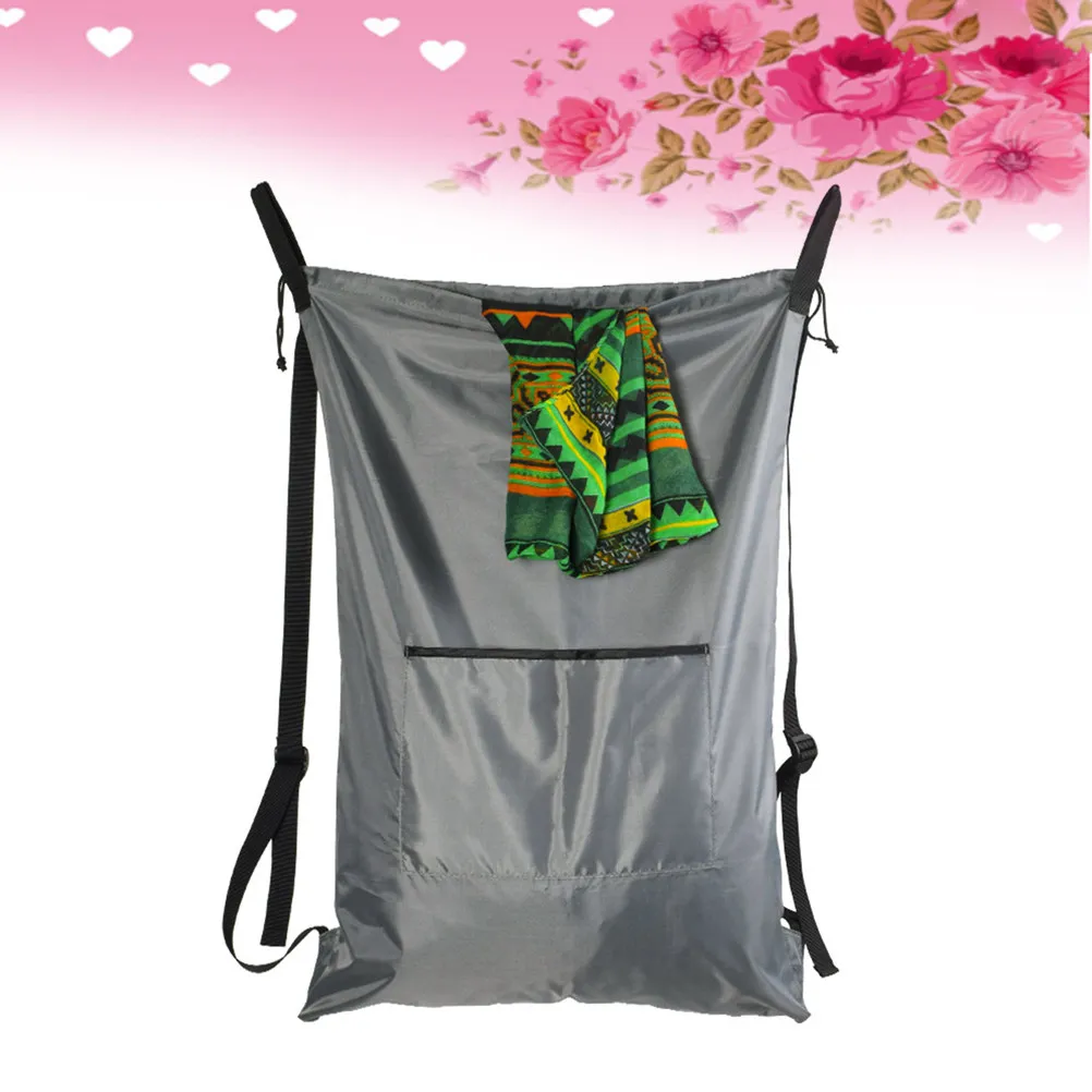 

Мешок для белья с регулируемыми ремнями, большой вместимости, из водонепроницаемой ткани Оксфорд, на завязках, серый, с тканевым карманом