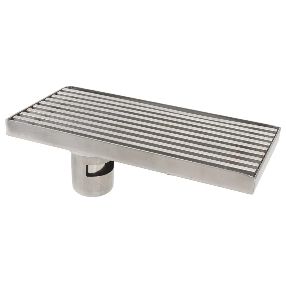 304 Stainless Steel Linear Shower Drain Rectangular Thickened Floor Grate Smell Proof Grate Large Displacement