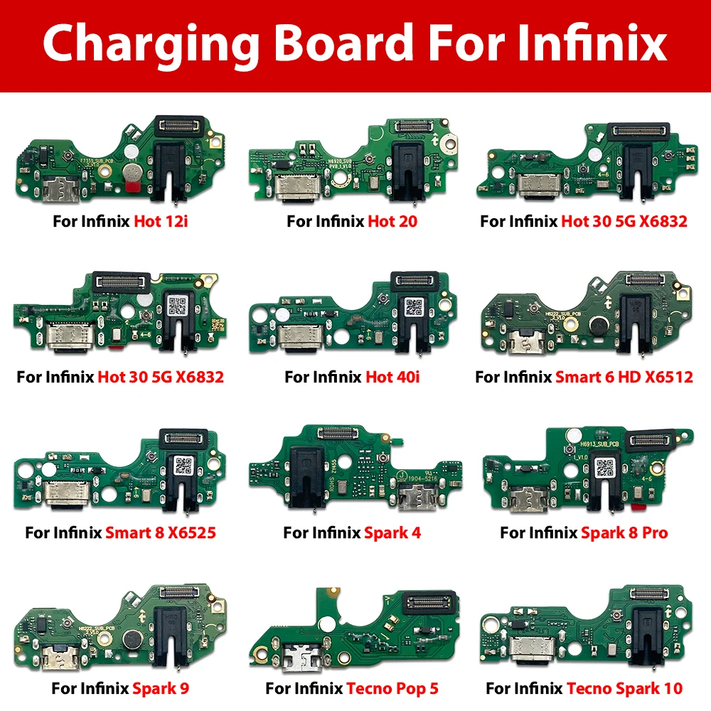 

Tested For Infinix Hot 10/11 Play 12i 20 30 5G 40 Pro 40i 50i Smart 6 HD 8 USB Power Charging Connector Plug Port Dock Flex