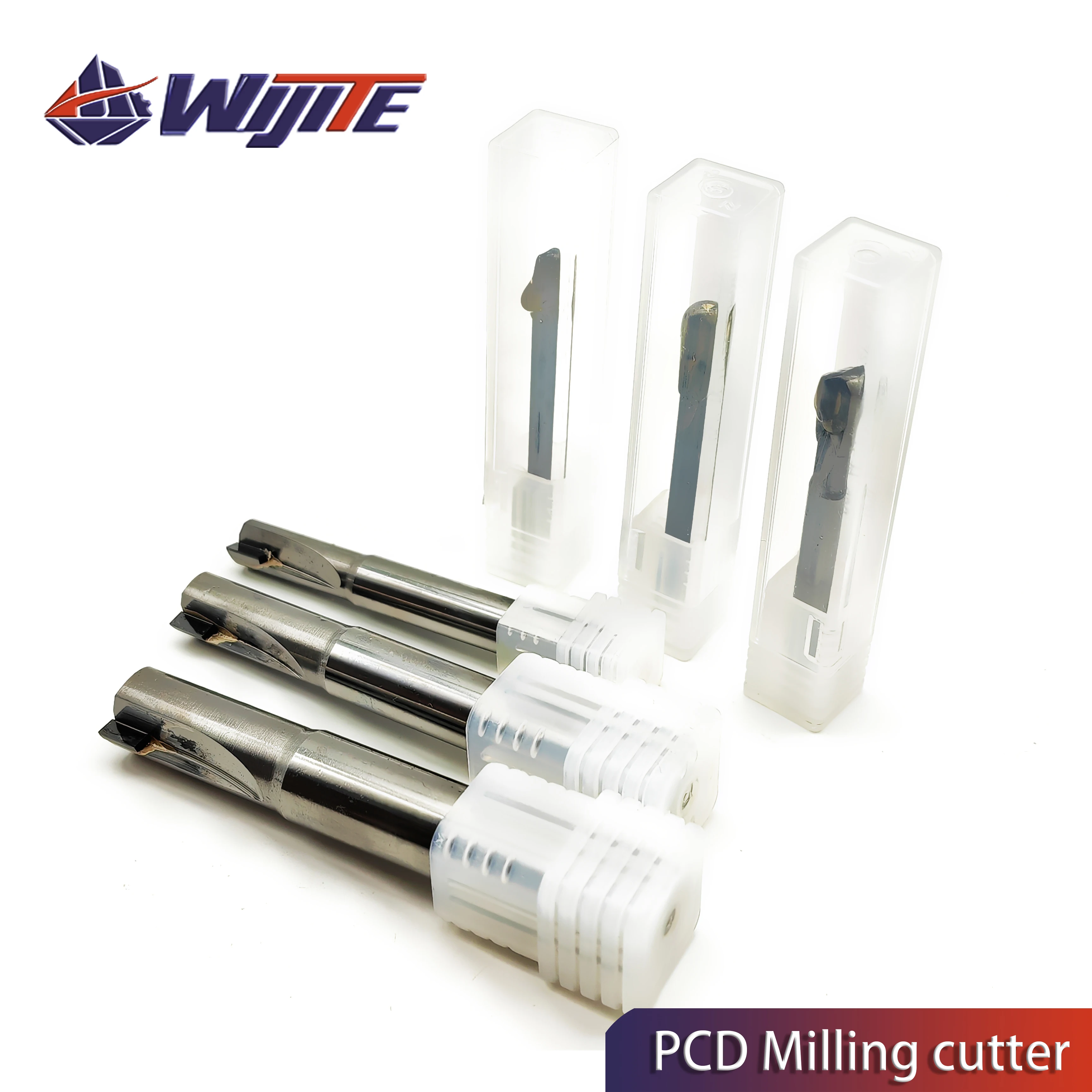 Fresa de Diamante Pcd Fibra de Vidro de Fibra de Carbono Ferramenta de Usinagem de Baquelite Cnc Carbide Gravura Bits Moinho de Fim