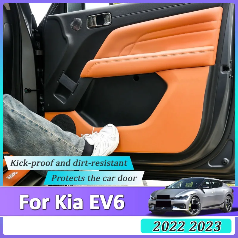 

For Kia EV6 2022 2023 Leather Car Door Anti Kick Pad Side Dustproof Edge Protector Sticker Interior Film Scratch Auto Accessorie