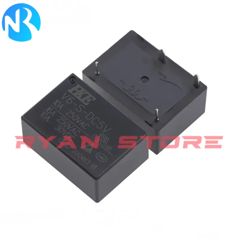 5PCS 100% New Original HKE Relay V6 S DC5V V6-S-DC12V V6-S-DC24V 16A DC5V 12V 24VDC Power Relays 4Pin V6 S DC5V 12V 24VDC