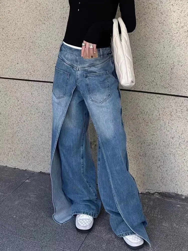 Trashy Y2K Stil Neue Rock Hip Hop Baggy Breite Bein Jeans Hosen Frauen 90S Kleidung Vintage Gerade Dame Denim Hosen ropa Mujer – Detail 8