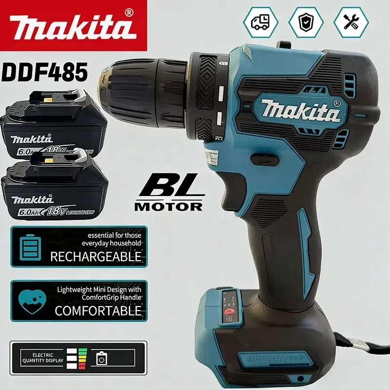 

Аккумуляторная ударная дрель Makita DDF485 18В, бесщеточная, с регулировкой скорости, для сверления и ударных работ