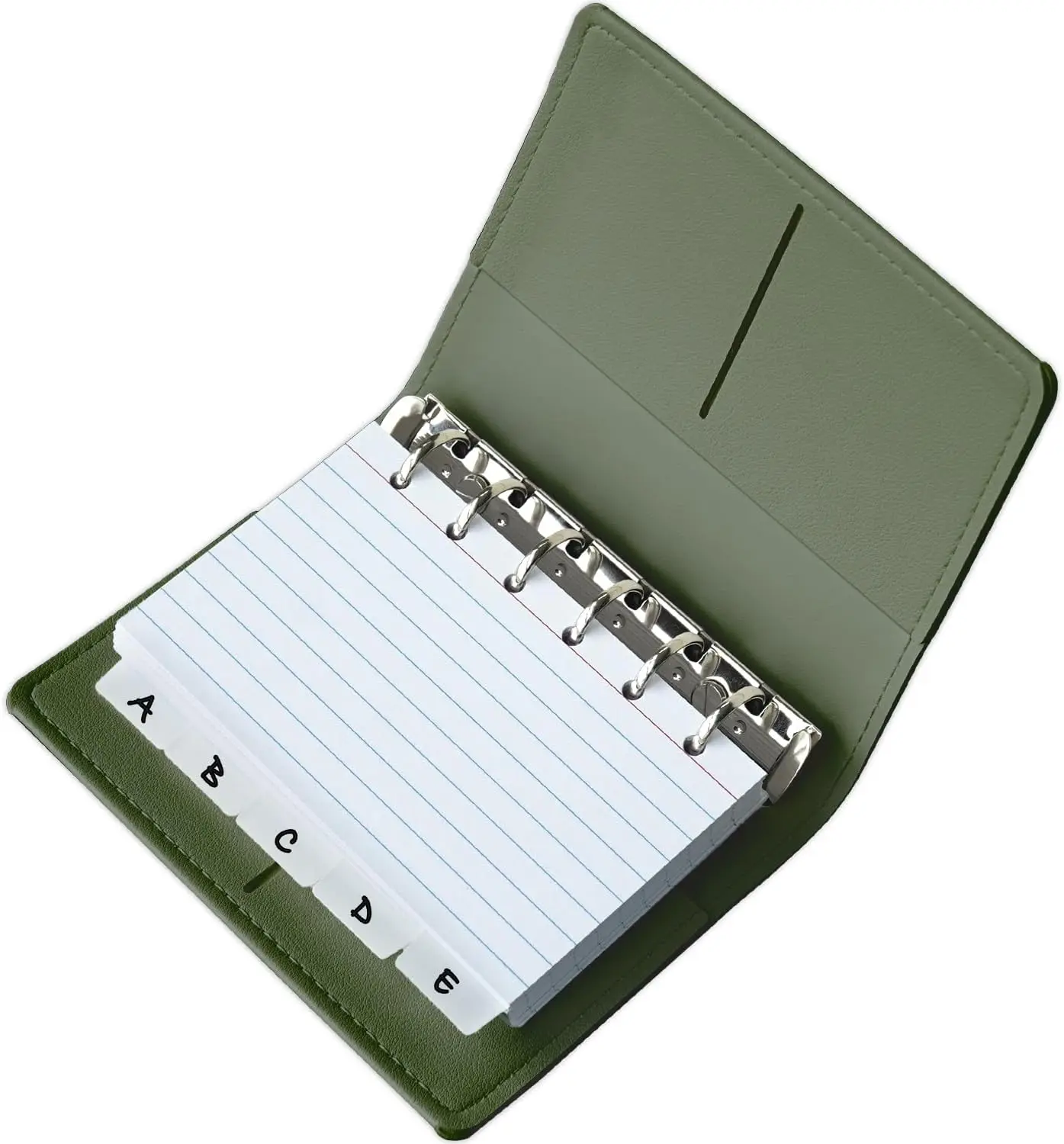 

3x5 Lined Index Cards with Ring Binder Holder and Dividers, 100 Note Cards, Green