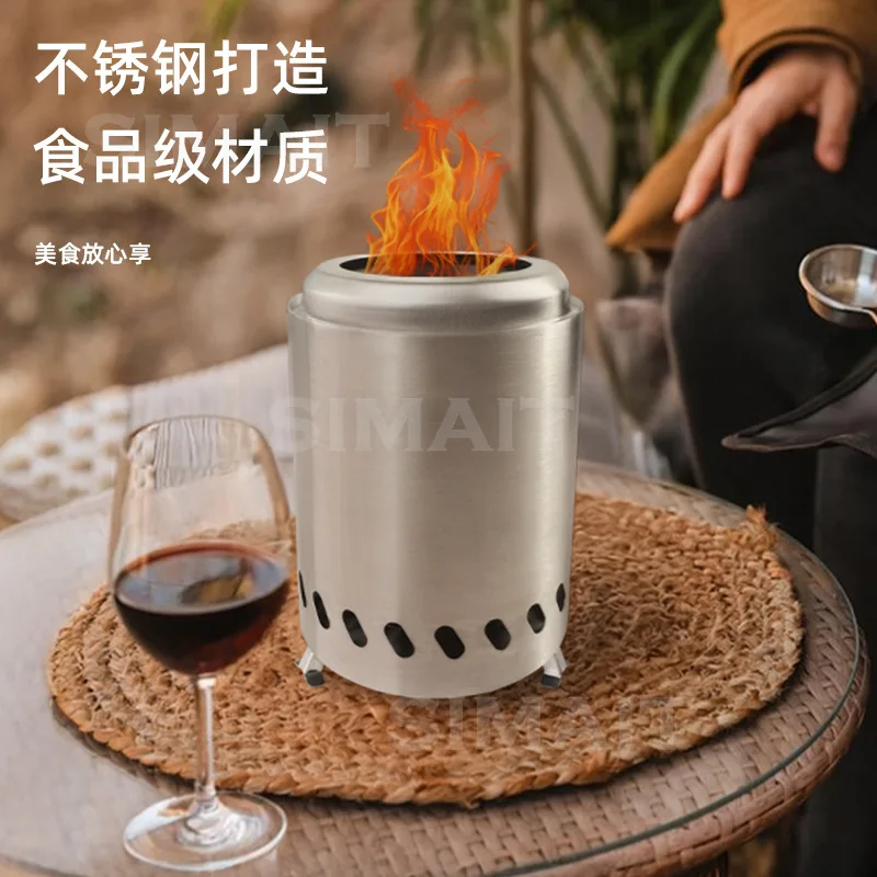 Stainless Steel Outdoor Camping Wood Stove | Bonfire Fire Pit Portable Heater for Patio & Backyard
