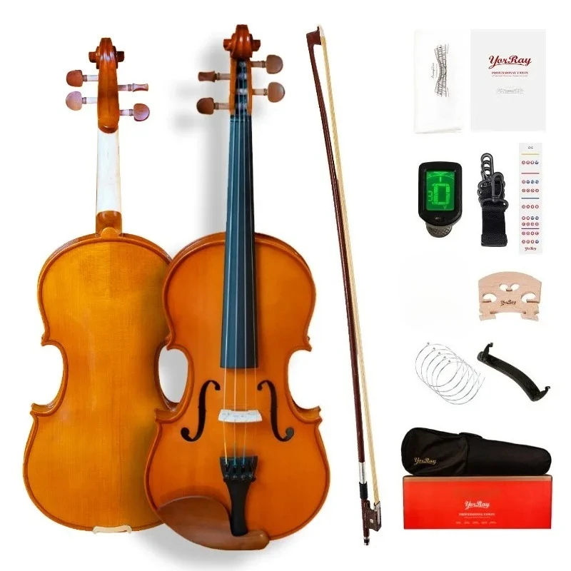 Violin 4/4 Full Size Kit for Adults Beginner, Extra Strings&Bridge, Tuner, Fingerboard Stickers, Shoulder Rest, Case