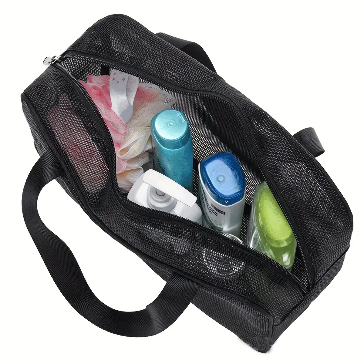 Mesh-Dusch-Caddy-Einkaufstasche, Kosmetik-Aufbewahrungstasche, multifunktionale Duschtasche, großes Fassungsvermögen, tragbarer Kulturbeutel-Organizer – Detail 6