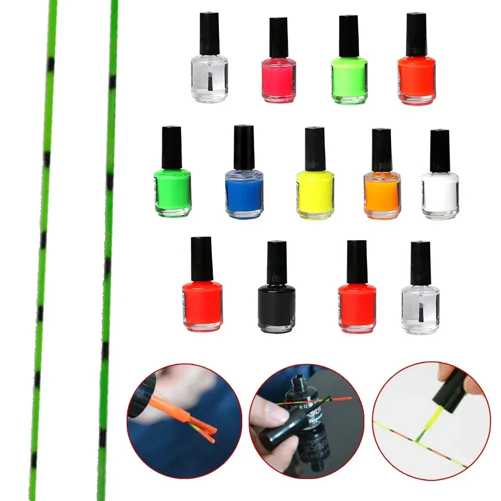 15ml flutuadores de pesca pintura fluorescente diy flutuadores de secagem rápida bóia cauda pintura indicador alta visibilidade cauda cor peças reparo