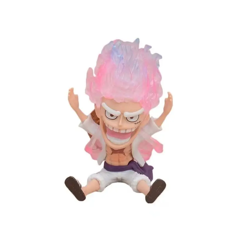 Bandai Banpresto-versión Q de una pieza, Luffy, levanta tu mano y risa, postura sentada, adornos periféricos, figura de Anime