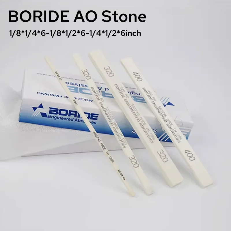 

3PCS American BORIDE Oil Stone 1/4''x1/2''x6'',1/8''x1/2''x6'' ,1/8''x1/4''x6'' AO White Mold EDM Finishing Stone Grit150~600