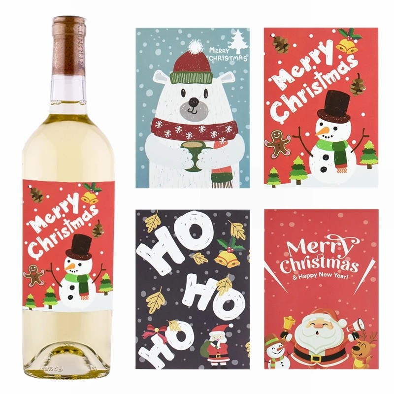 24pcs Merry Christmas Wine Bottle Label Wraps Stickers Xmas Party Decoration New Year Navidad Gift DIY Sealing Stickers Supplies