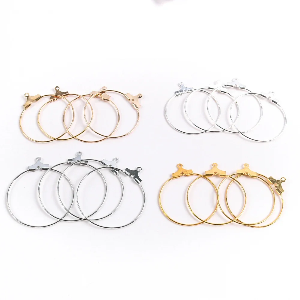 30pcs 25/30/35mm Ear Wire Earring Hooks Connector DIY Jewelry Making Accessories Crafts Dangle Hoop Components