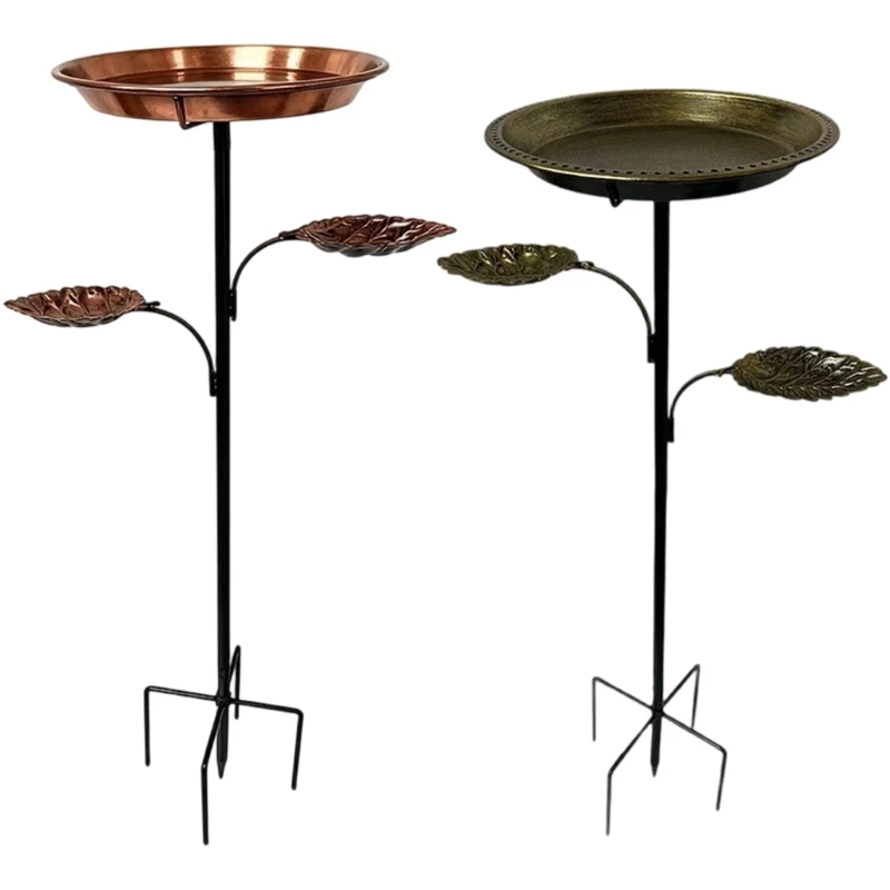 Y1UD Decorative Iron Birdbath With Integrated Feeder 5-Pronged Base For Attracting Wildlife To Your Backyard