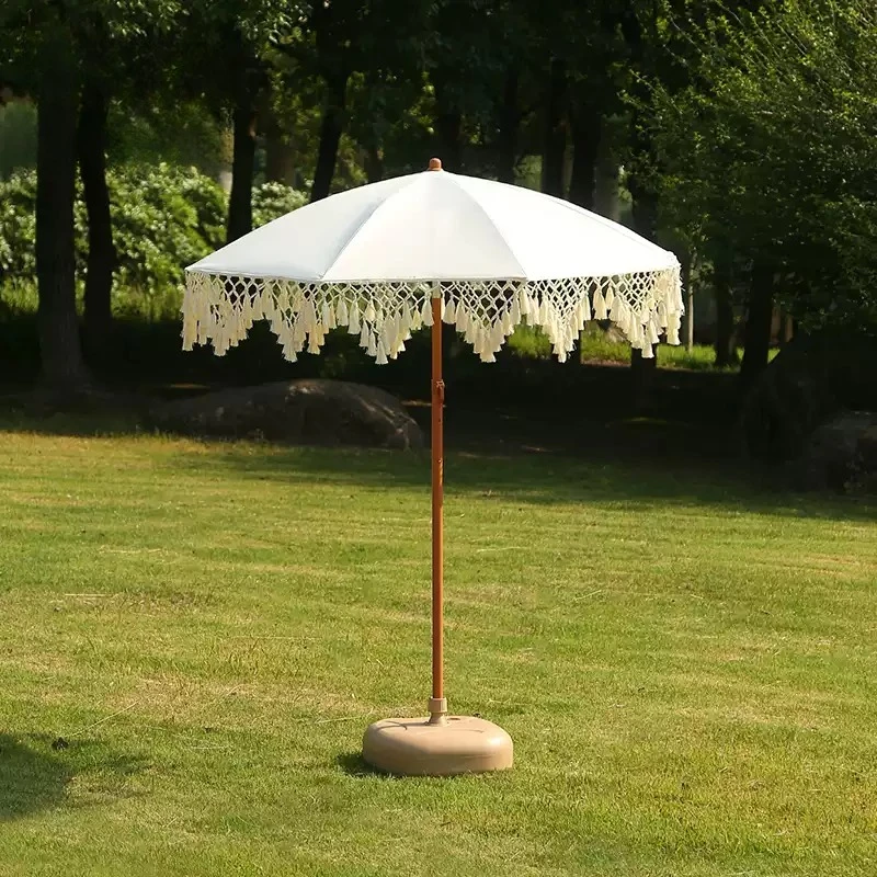 outdoor-french-fringed-parasol-courtyard-beach-umbrella-triangular-grid-internet-celebrity-middle-column-garden-umbrella-terrace