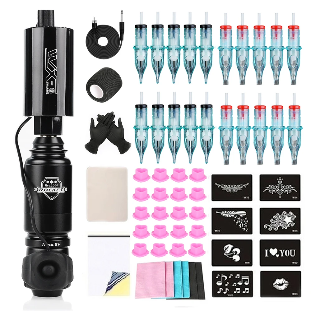 

Professional Wireless Tattoo Kit Complete Rotary Tattoo Machine Pen RCA Interface Tattoo Power Supply Accessories for Beginners