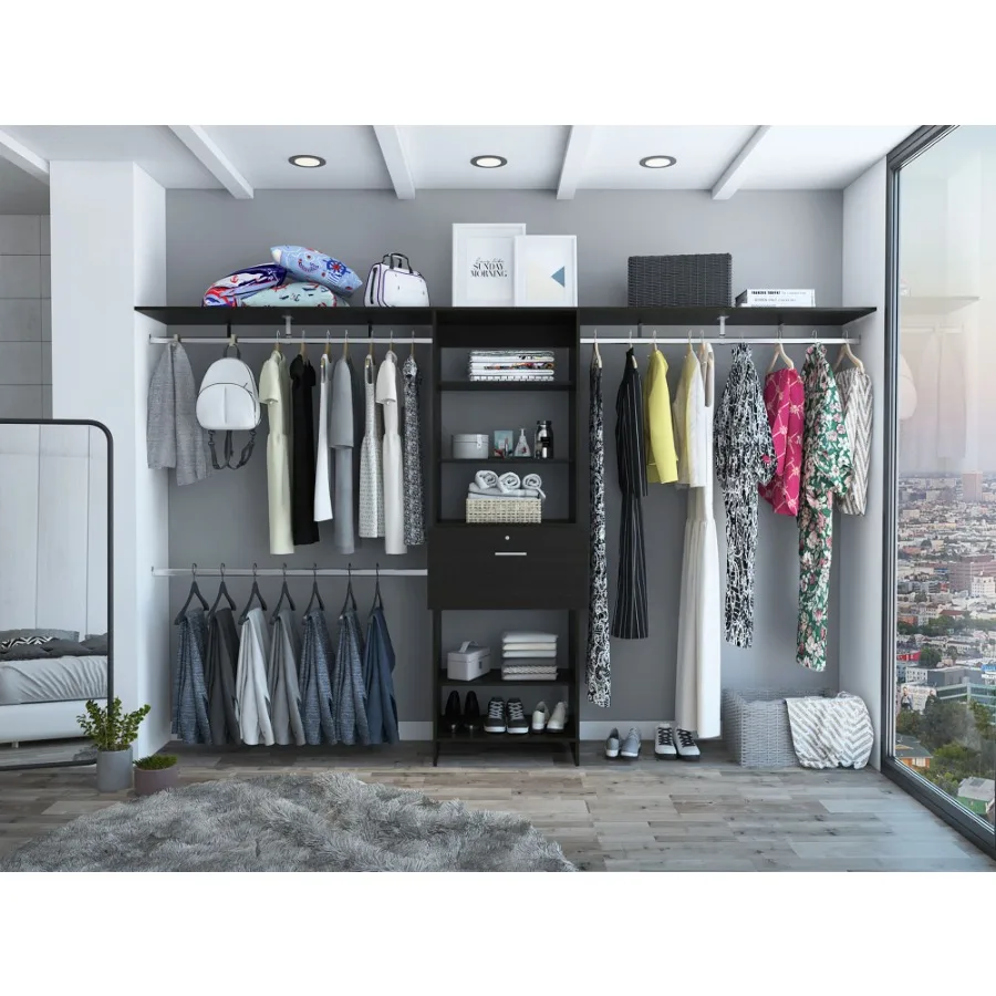 

Bergen 1Drawer 4Shelf Closet System Dark Walnut