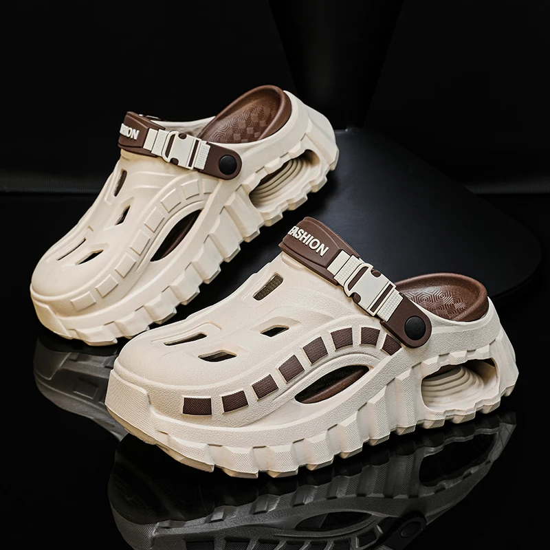 

Summer New Men's Color-Blocked Thick-Soled Outdoor Non-Slip Breathable Height-Increasing Shock-Absorbent Closed-Toe Clogs