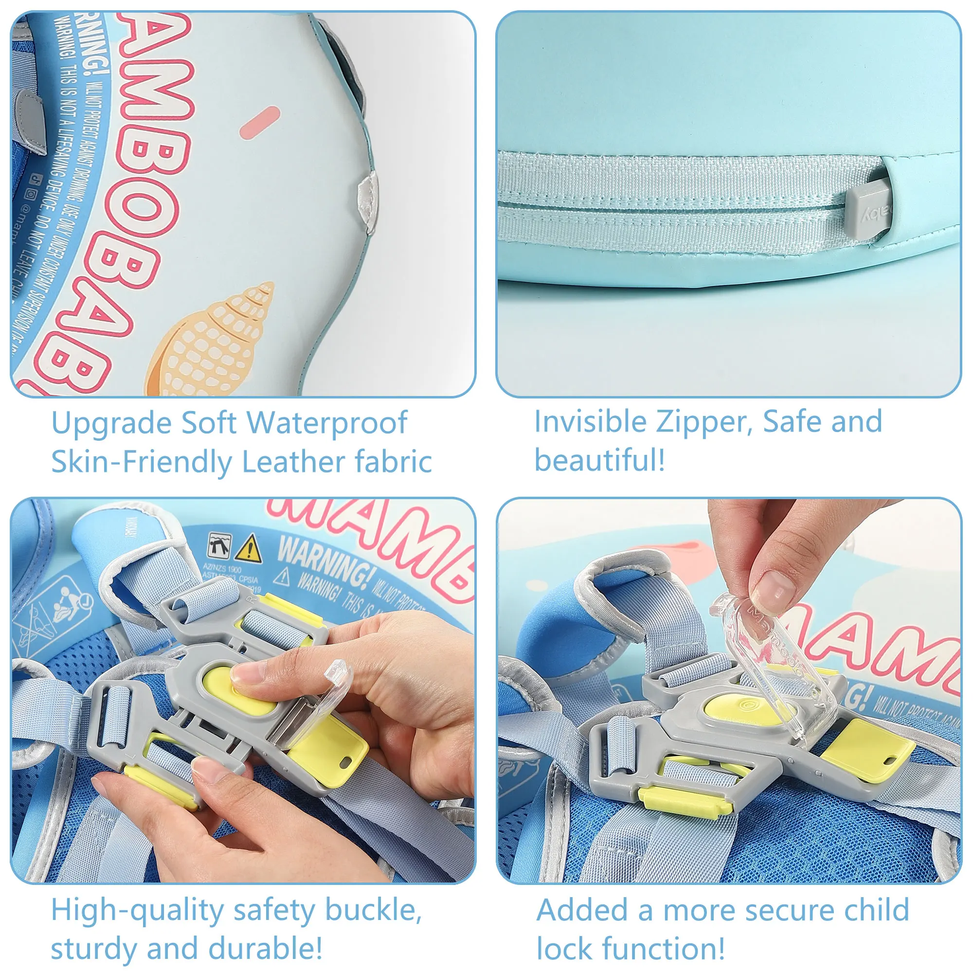 عوامة أطفال مامبوبيبي غير قابلة للنفخ مع مظلة، لعبة سباحة محسنة للأطفال من 3 إلى 24 شهرًا