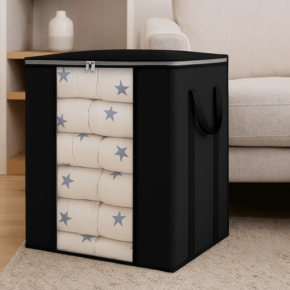 

Extra Large Blanket Storage Bags Breathable Folding Clothes Storage Bins Waterproof with Clear Window Storage Basket