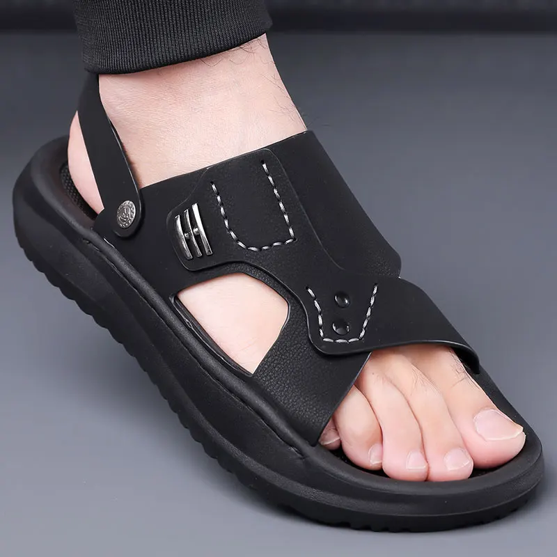 

Men's Soft Sole Sandals, Fashionable, Comfortable & Breathable, Non-slip Dual-use Slippers for Outdoor, Driving & Beach-WC20252