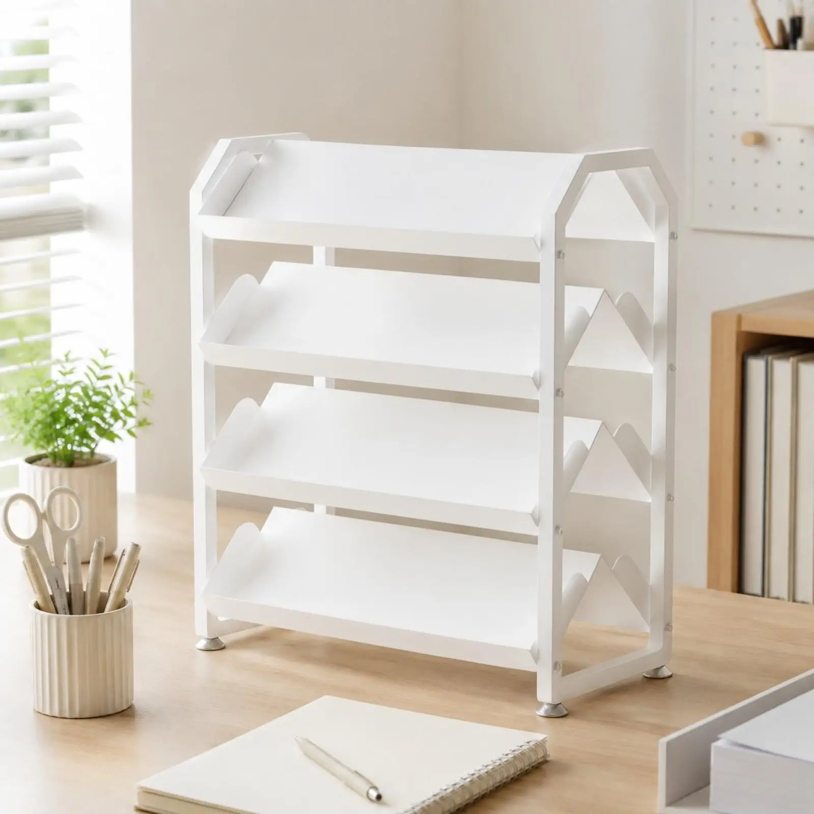 Craft Material Organizer Tiered Multi-Level Open-Frame Rack with Sloped Trays for Craft Hobbyists, Desktop, Art Studio